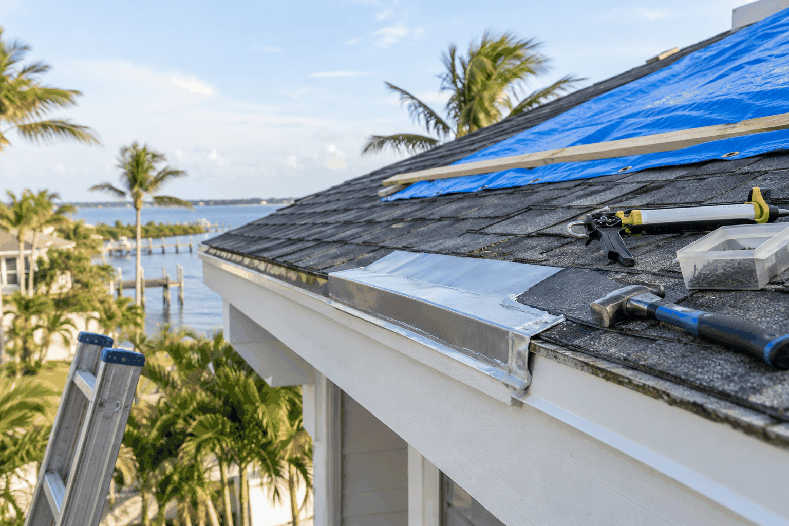 Emergency roof response and flashing repair on a Northwest Florida home