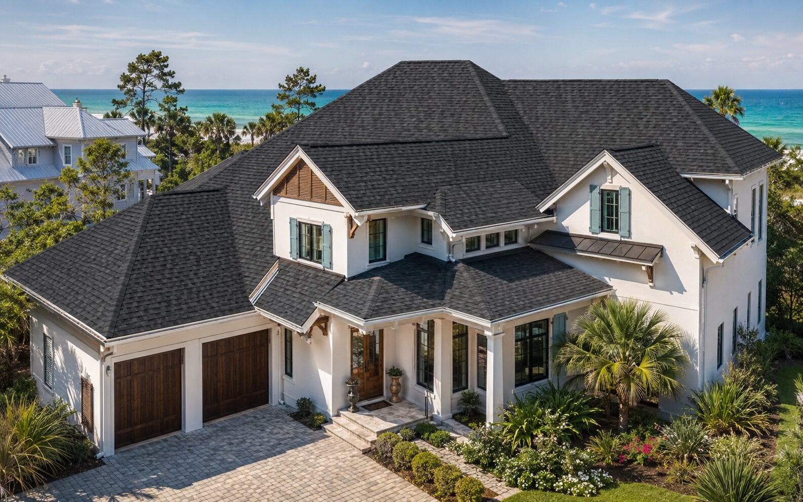 New dark shingle roof on a coastal Northwest Florida home