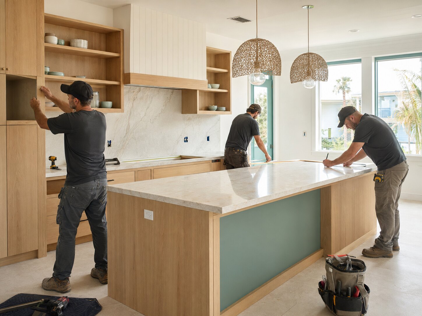 Northwest Florida remodeling team renovating a bright coastal kitchen